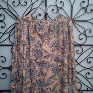 Loft, size small but runs a little big, cream,black and white blouse.